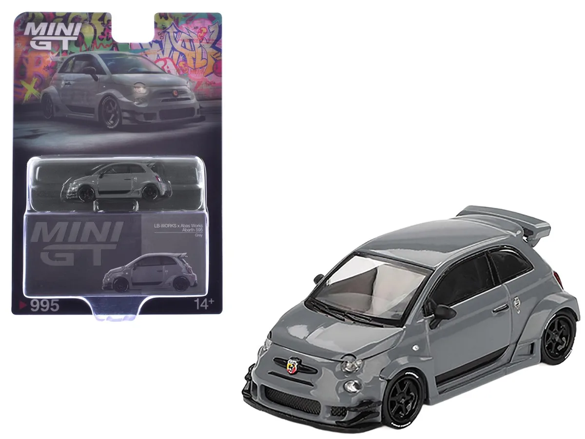 Mini GT Mini GT ABARTH 595 #49 LB-Works x Abas Works Gray Limited Edition 1/64 Diecast Hobby Collectible — product photo