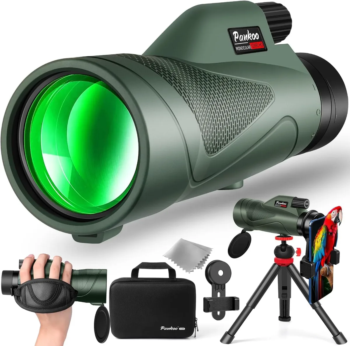  Pankoo 12x60 Monocular 10010 with Smartphone Adapter Tripod — product photo