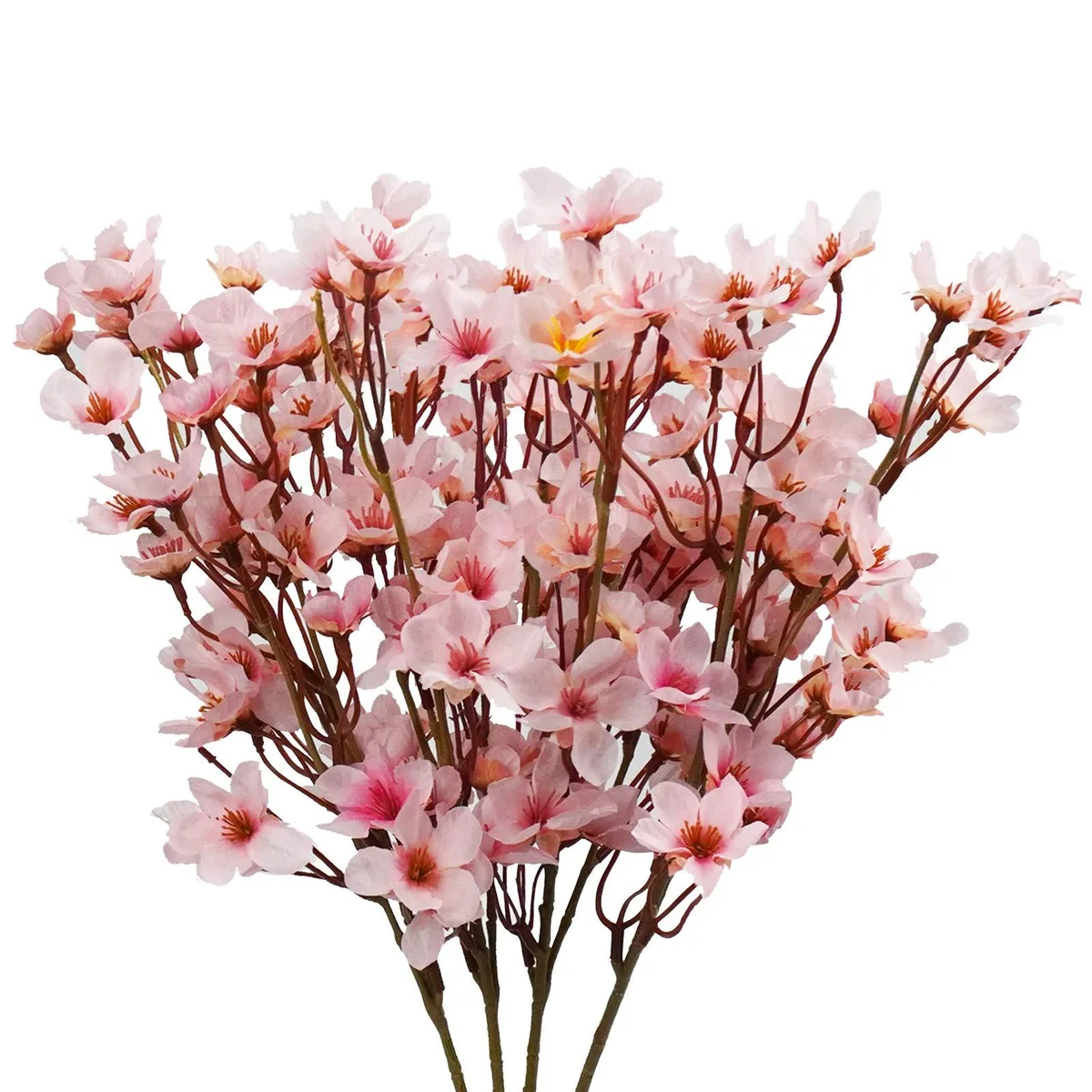 Four pink silk cherry blossom branches in a bottle, 43 cm tall