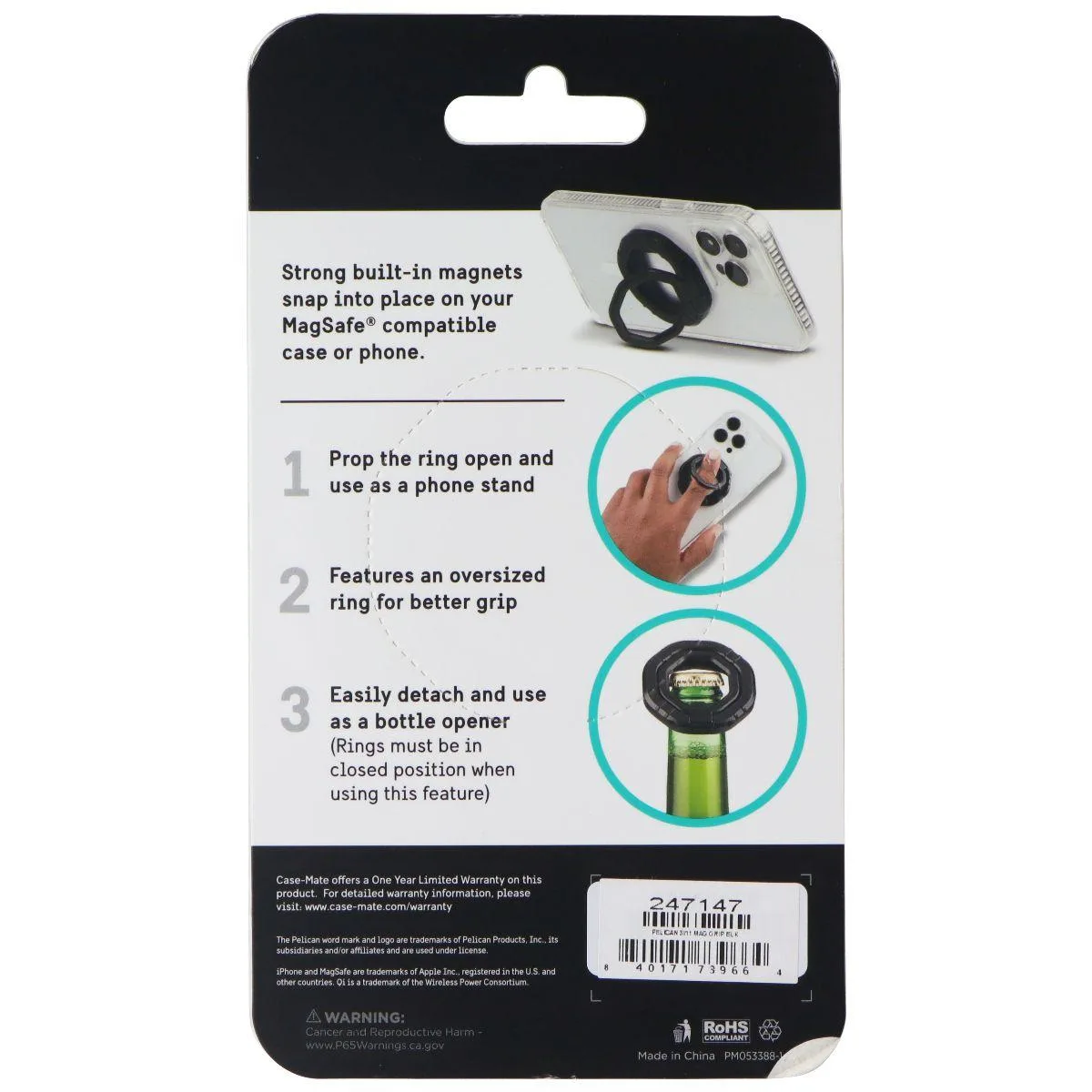 Pelican Products, Inc. Pelican Products, Inc. Magnetic 3-in-1 Multi-Tool for MagSafe Black — product photo