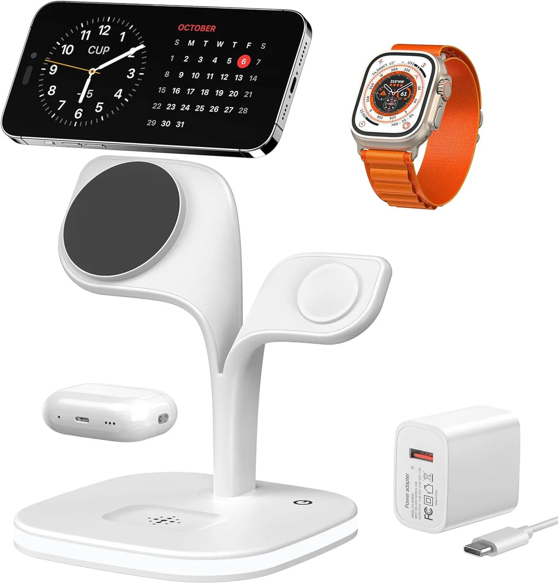Mickey Technology Mickey Technology 5-in-1 Magnetic Wireless Charger Kit White — product photo