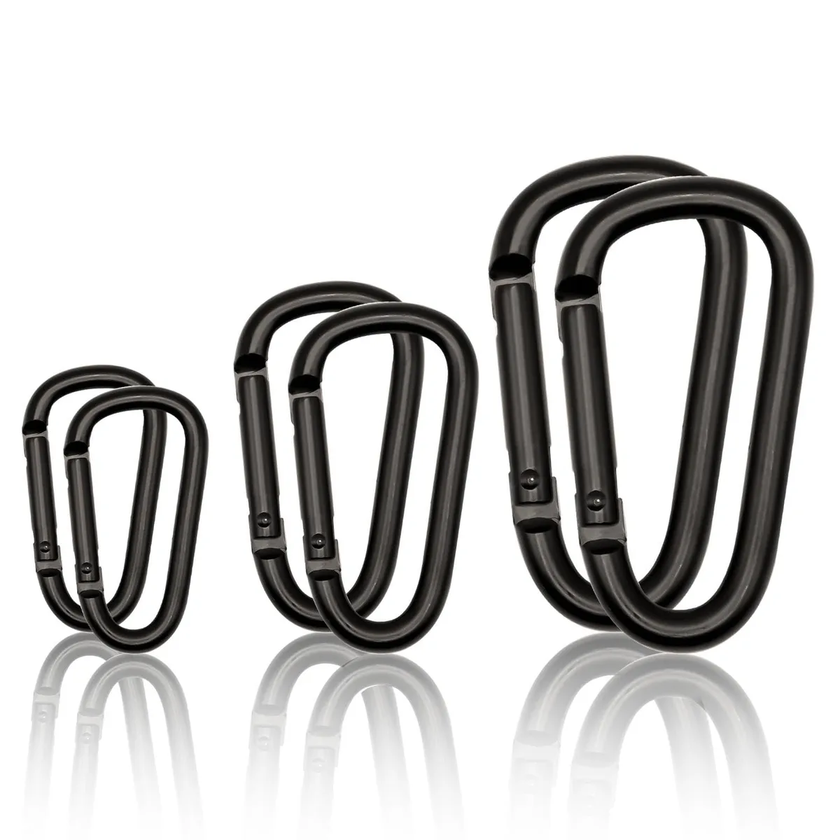  Cracrab KC1 12pcs Black D-Shape Aluminium Carabiners 2.3" 2.4 — product photo