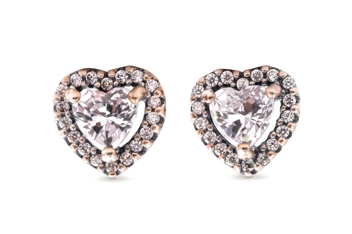 PANDORA PANDORA Elevated Heart Stud Earrings Sterling Silver Cubic Zirconia — product photo