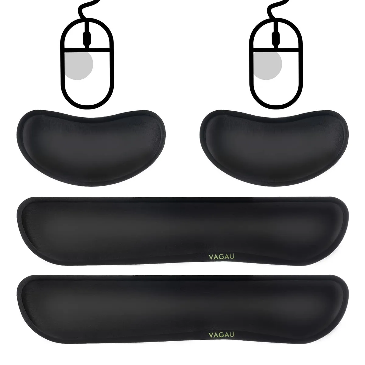  Keychron CMSPWR01 Mouse Pad &amp; Keyboard Wrist Rest Set Black 2 Pack .472 kg — product photo