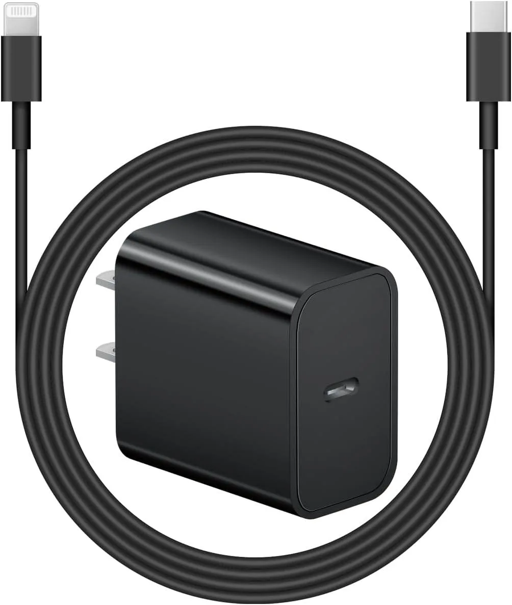 Elestur Elestur 20W PD 3.0 Wall Charger with 6ft Cable Black — product photo
