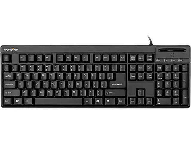 Rocstor Rocstor Y10P002-B1 Keyboard QWERTZ 104-Key USB Black Smartcard Reader FIPS-201 — product photo