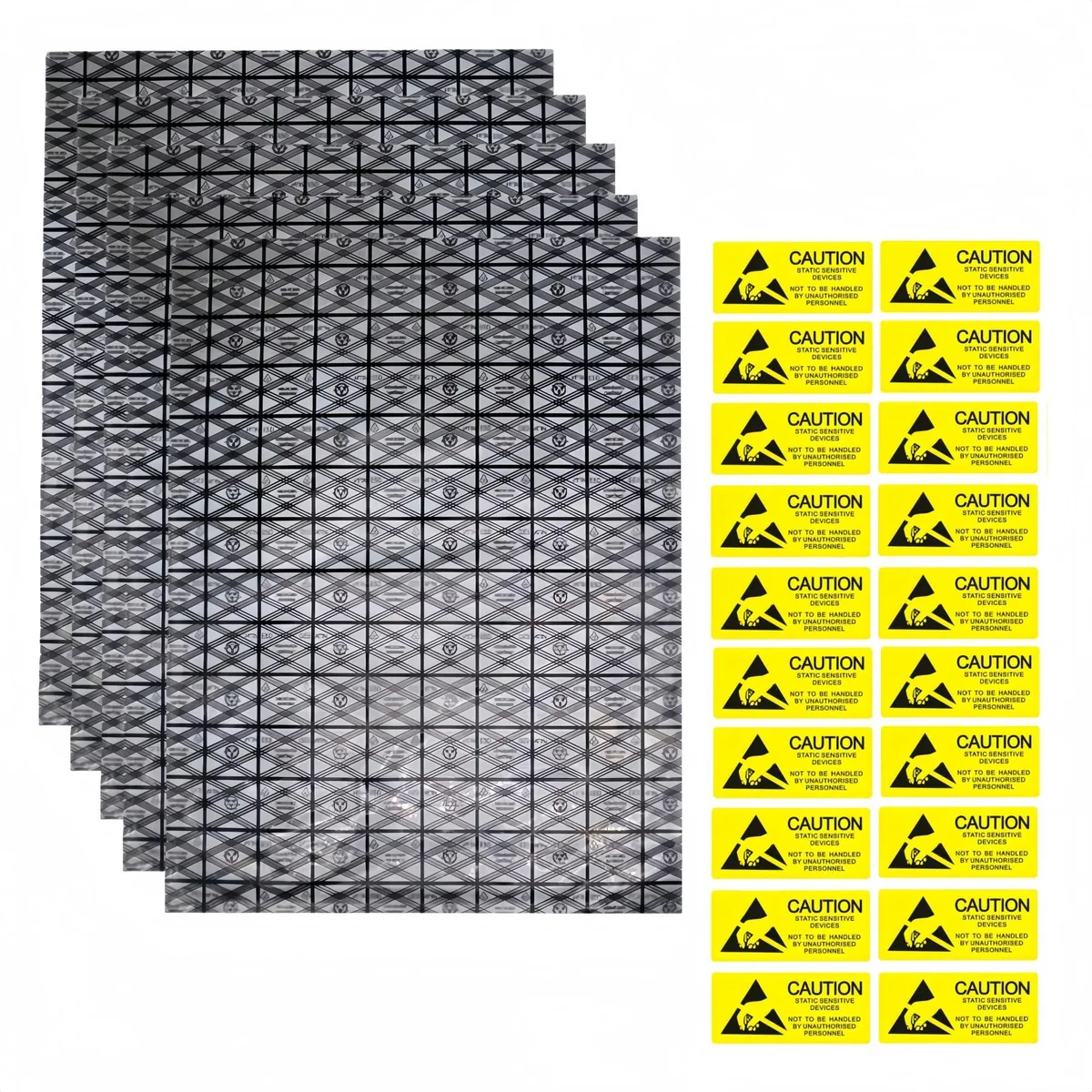 Pack of 20 translucent anti-static LDPE bags with 20 sealing stickers