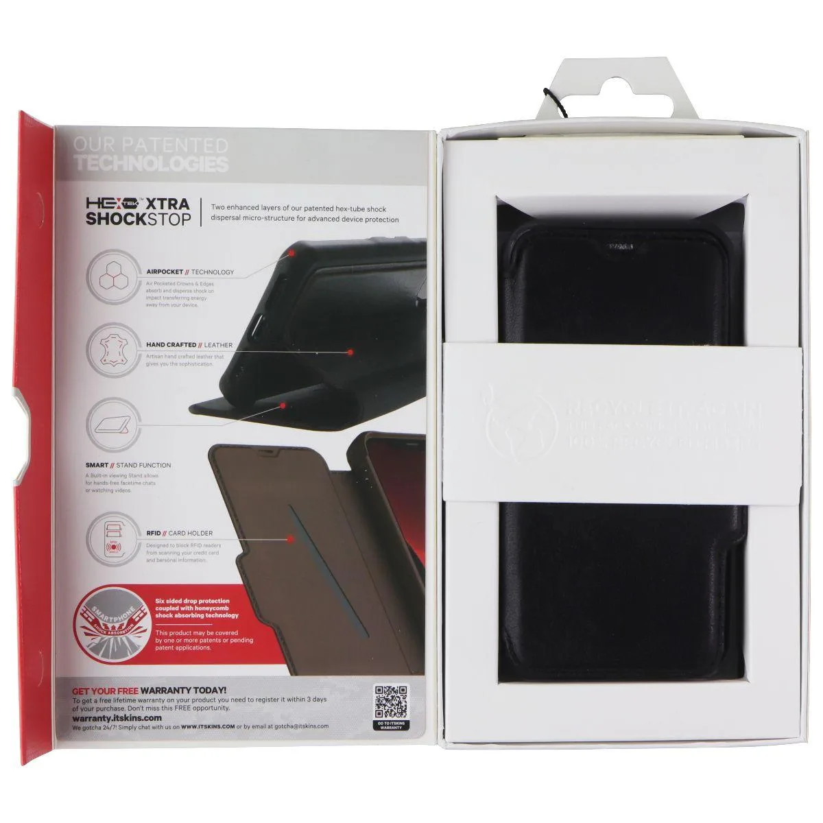 ITSKINS ITSKINS Hybrid Folio Leather Wallet Case iPhone 12 Mini Black — product photo
