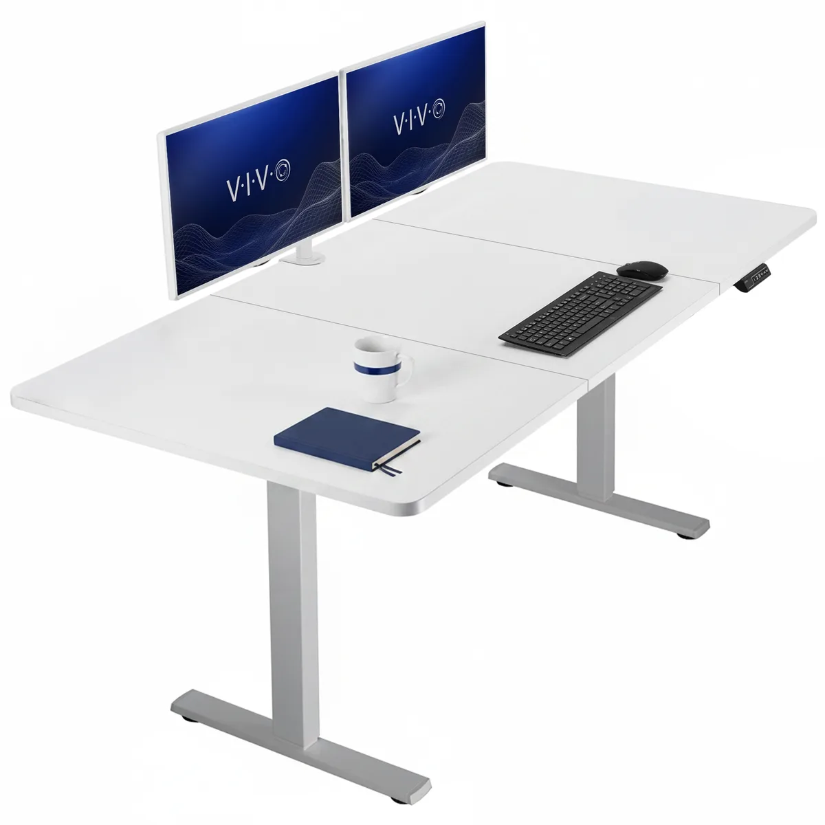 VIVO VIVO Electric 71 x 36 Stand Up Desk White Top Gray Frame office furniture — product photo