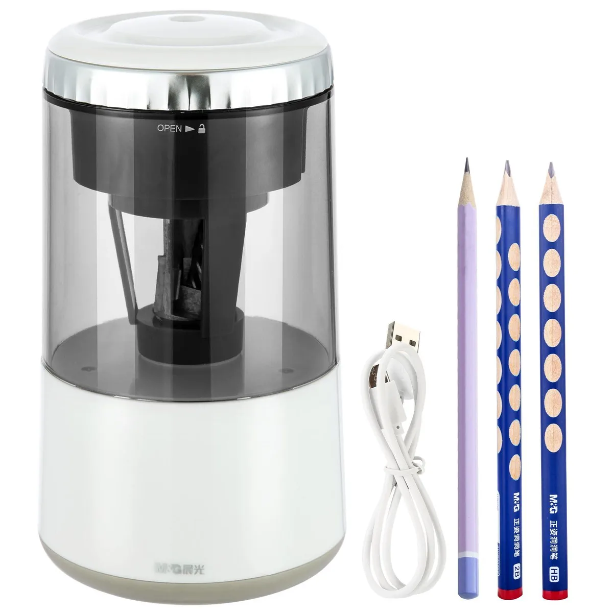  M&amp;G APS906T4I White Electric Pencil Sharpener — product photo