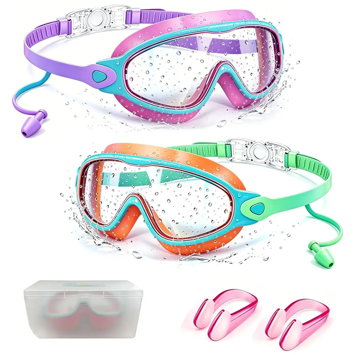NIESTVUA Kids Swim Goggles 2 Pack Green 180° 2026 — product photo