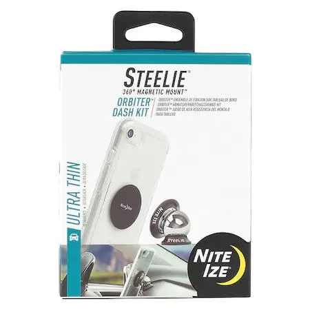Black and silver magnetic dash mount kit with low-profile metal plate