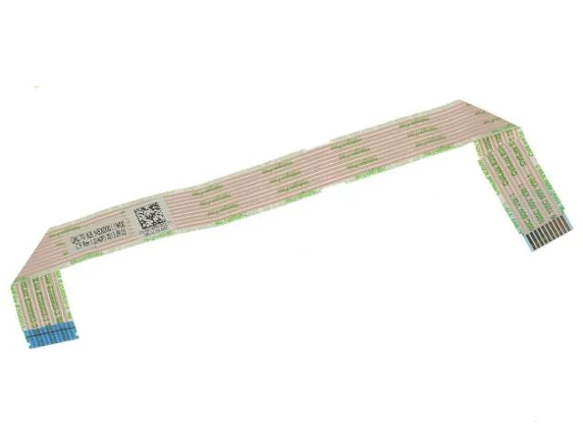 Flat beige ribbon cable with printed circuitry and connectors at each end