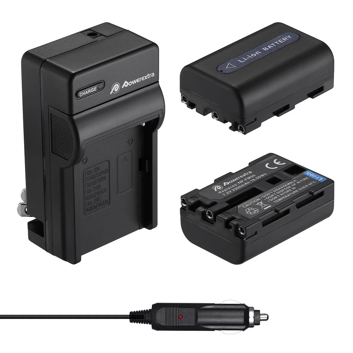 PowerEx NP-FM50 2-Pack Battery and Travel Charger — product photo