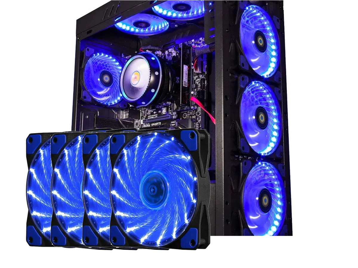 sakose sakose 12025-LED 120mm case fan 15 LED 16dB 1100RPM 4-pack — product photo