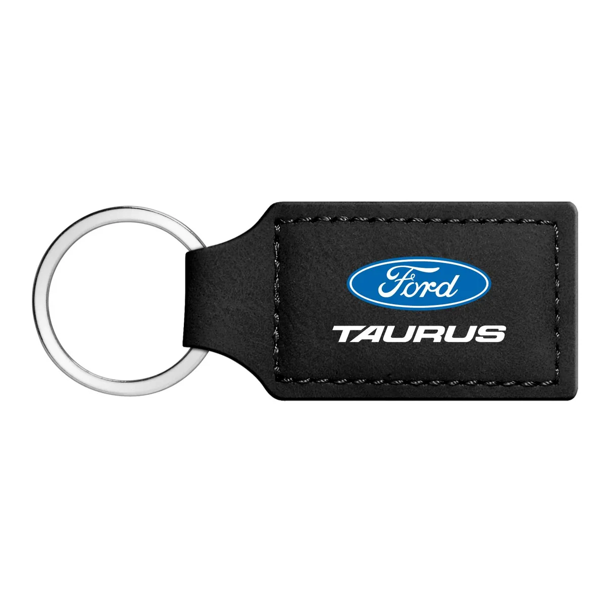 Rectangular black leatherette key chain with Ford Taurus logo
