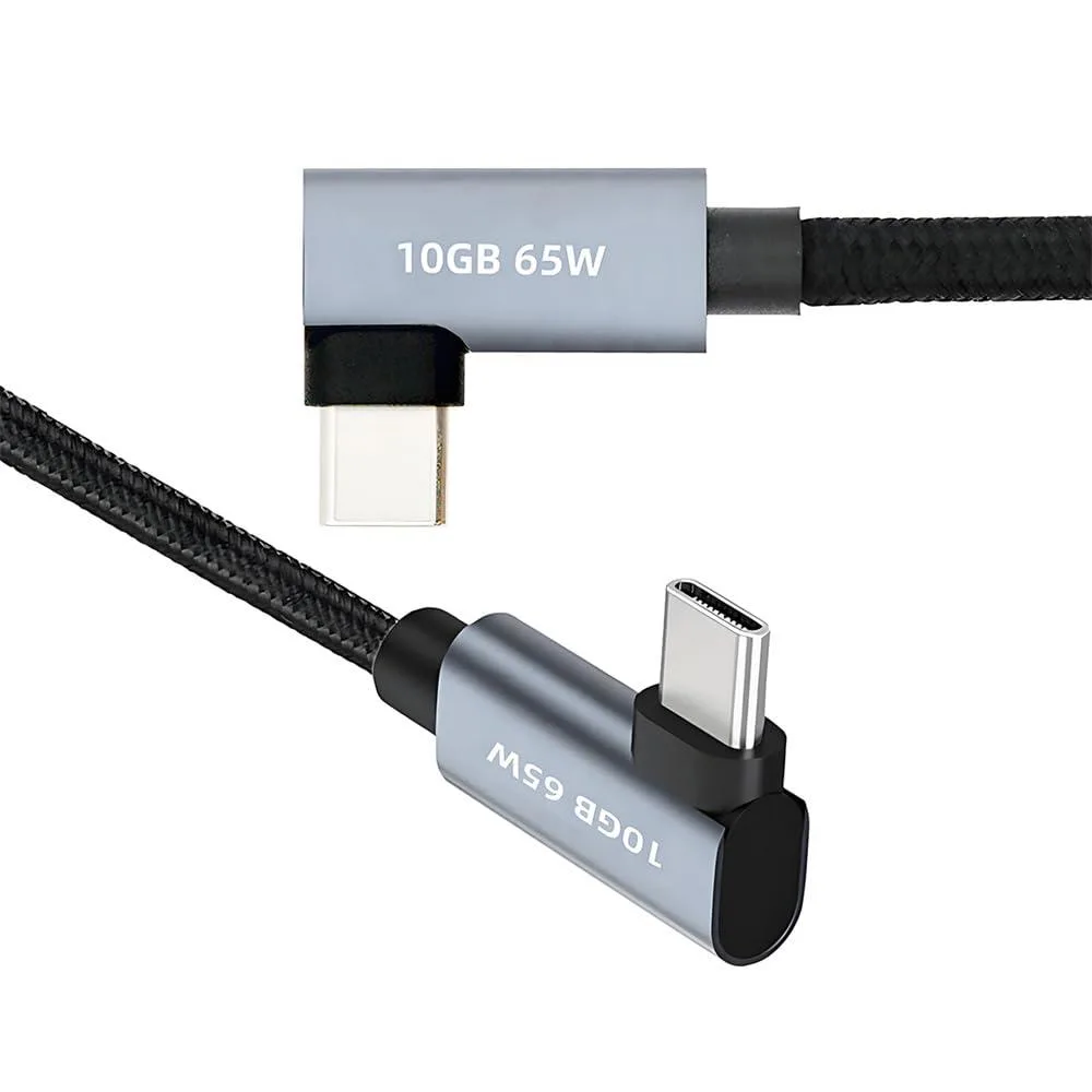 Short USB-C cable with dual right-angled aluminium connectors