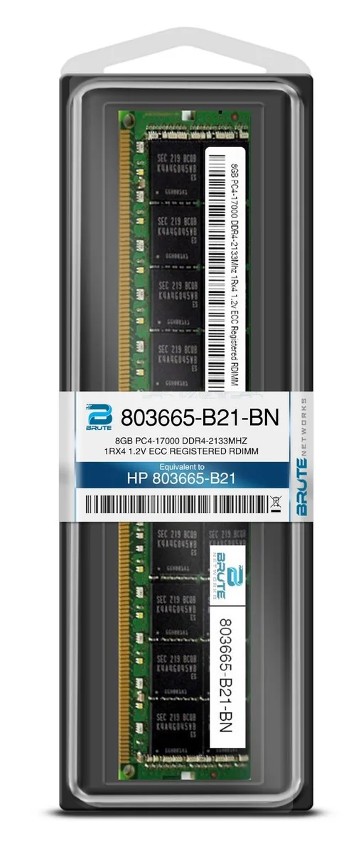 Brute Networks Brute Networks 803665-B21 8GB DDR4-2133 ECC Registered RDIMM 1Rx4 CL15 1.2V 288-Pin — product photo