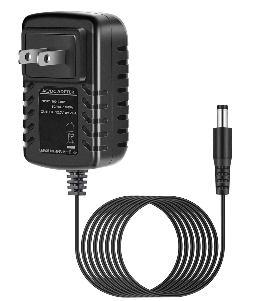 Black rectangular power brick with barrel connector and 5.9FT cable