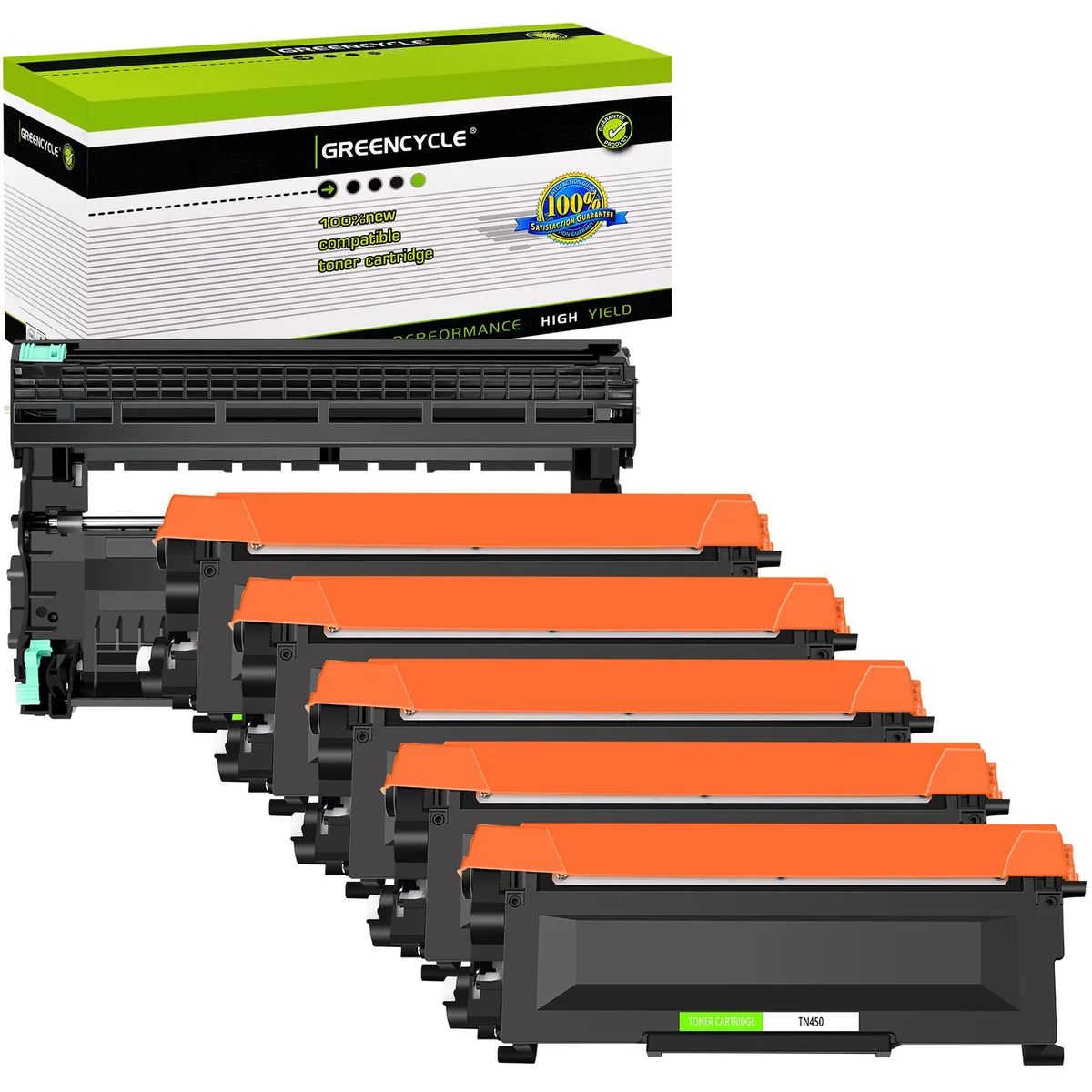 GREENCYCLE GREENCYCLE TN450 toner cartridge &amp; DR420 drum unit set 5+1 black — product photo