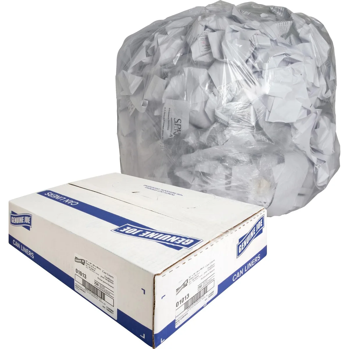 Genuine Joe Genuine Joe 1013 Trash Can Liners 31-33 Gallon .6Mil 33"x39" 250/CT — product photo