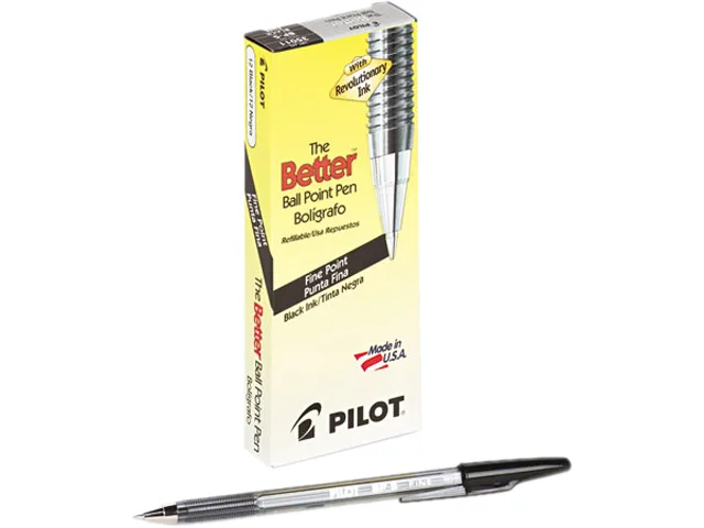Pilot Pen Pilot Pen 35011 Ballpoint Pen, Black Ink, Fine, Dozen — product photo