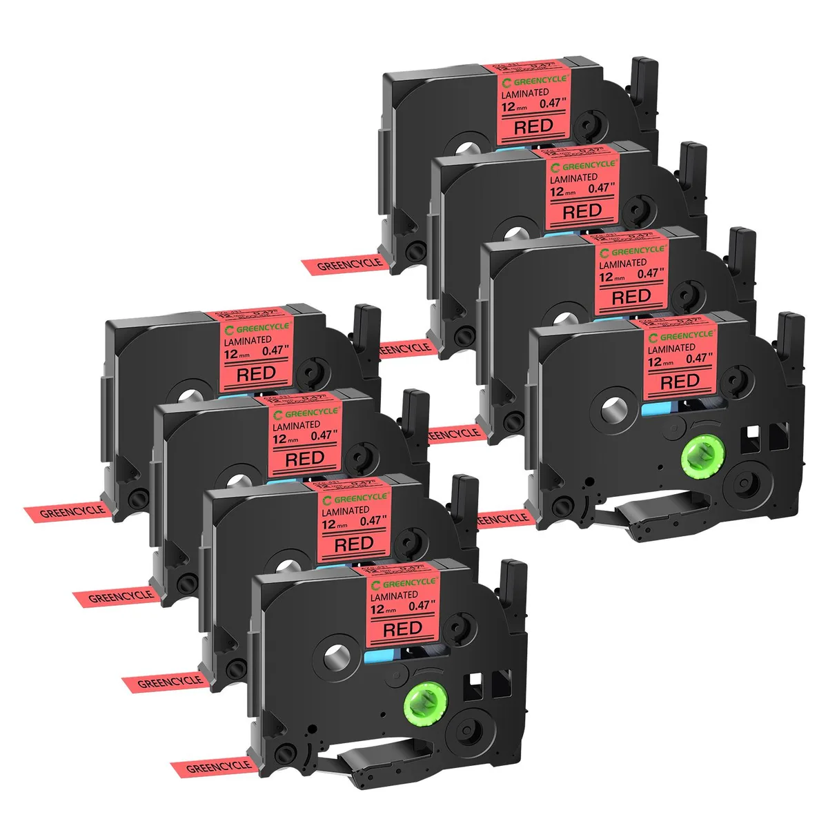 GREENCYCLE GREENCYCLE TZe-431 12mm Black on Red label tape 8 pack — product photo