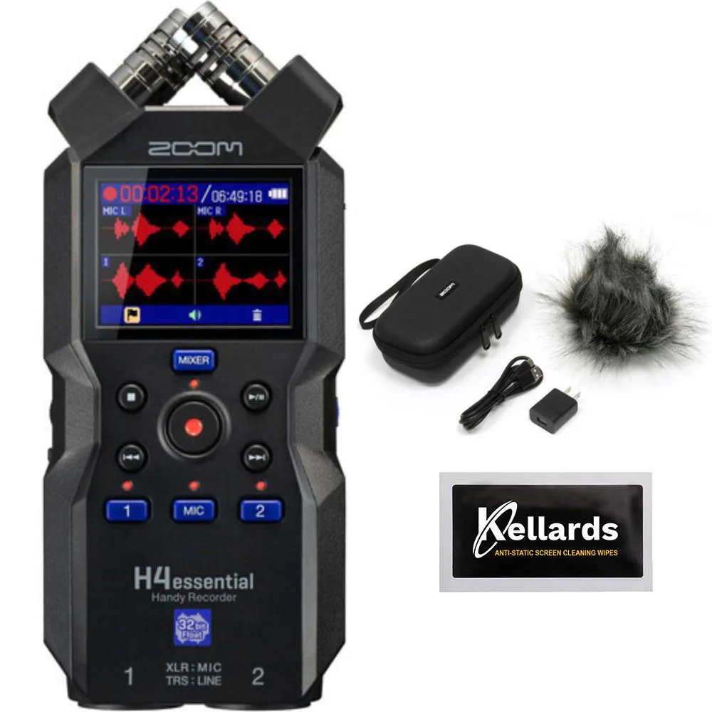 Zoom Zoom H4essential 4-Track 32-Bit Float Voice Recorder with APH-4e Accessory Pack and Kellards Cleaning Pack — product photo