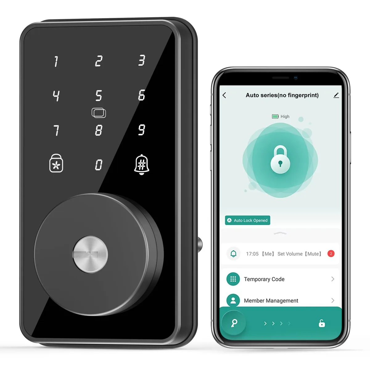 Twelve black rectangular smart deadbolts with keypads and keyholes