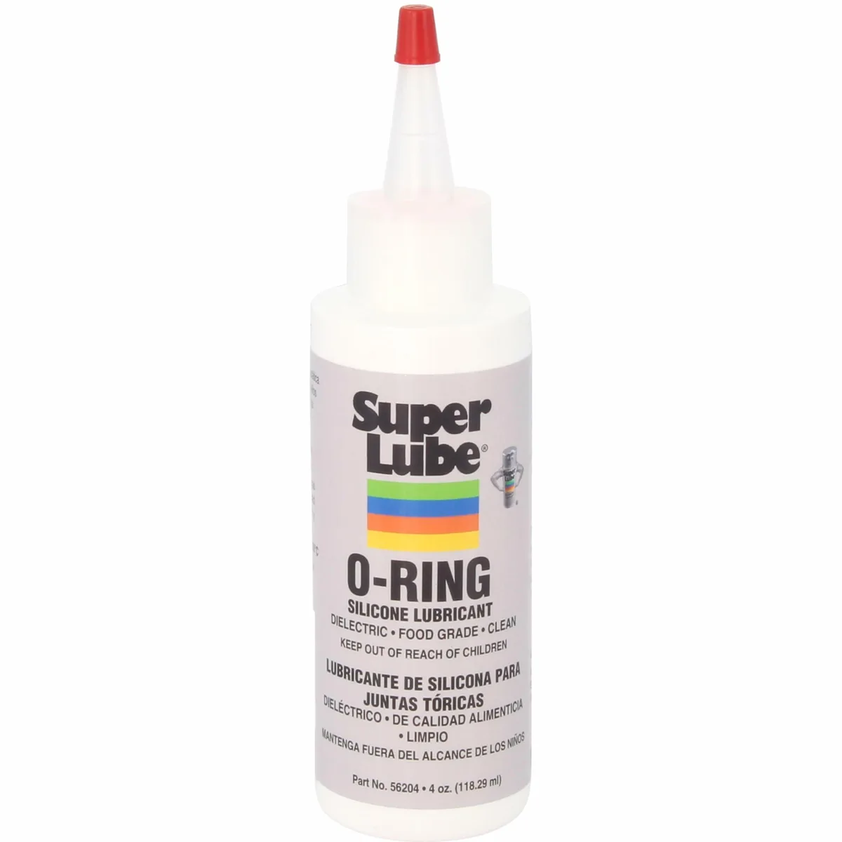 Clear 4 oz bottle of silicone O-ring grease with flip-top cap
