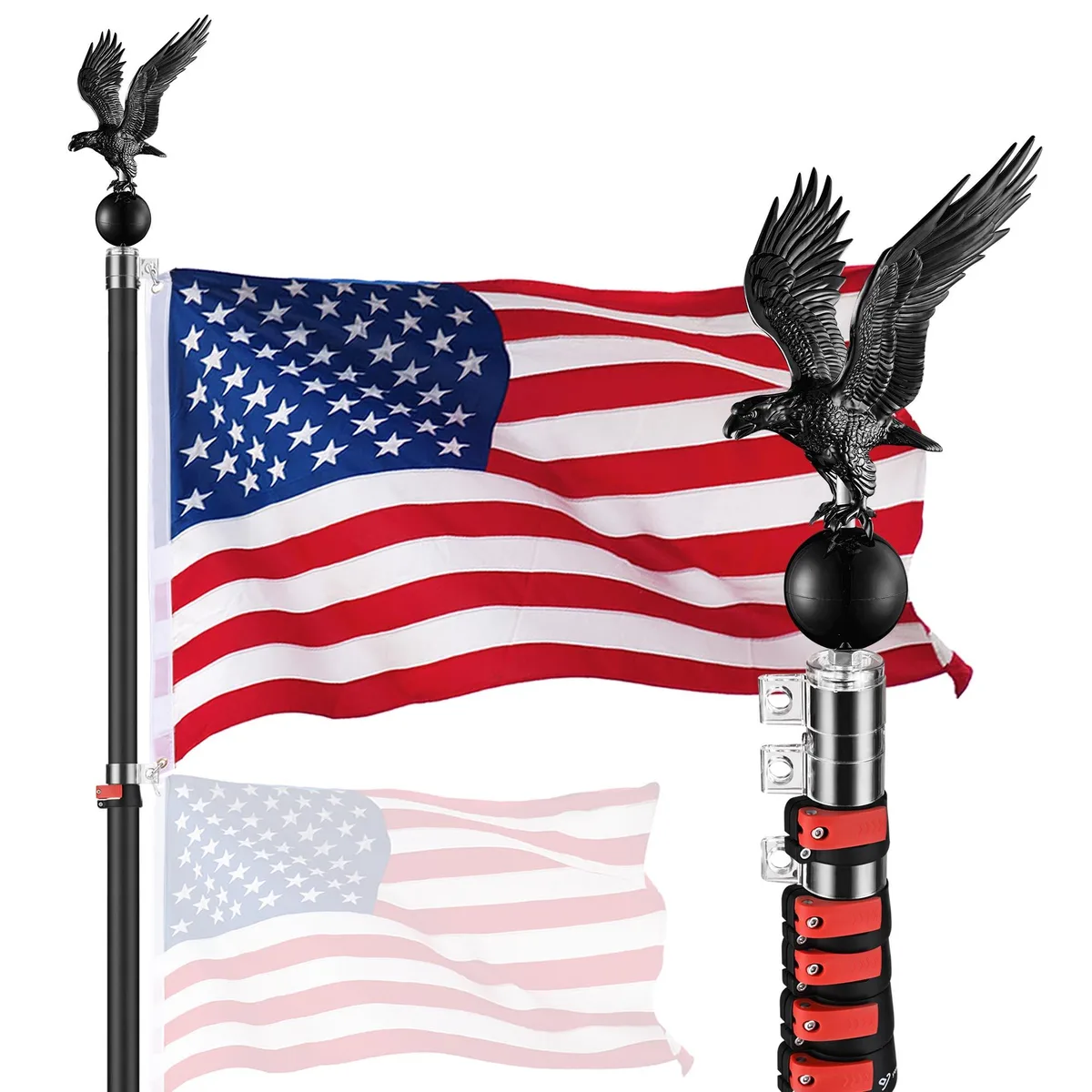 Yescom USA, Inc. Yescom USA, Inc. 22FLPSET028-FPT04-06.V2 20ft Telescopic Flag Pole Kit — product photo