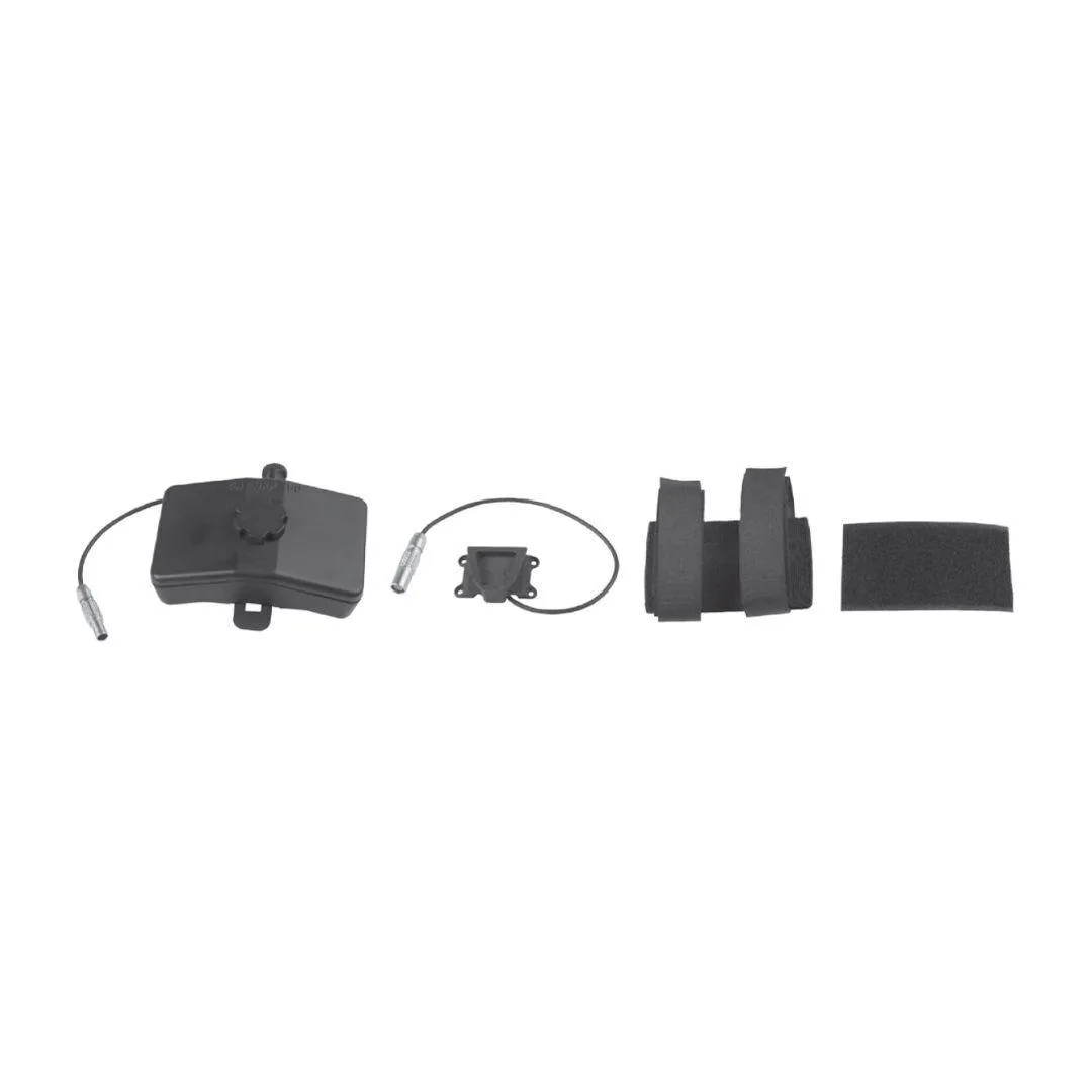 Gray rectangular battery pack with Velcro straps and cable, made of Ultem 2300 material