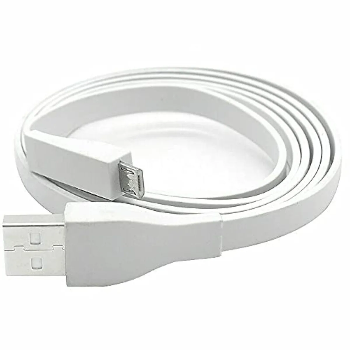 White USB charge cable, 3.9 ft, male-to-male connectors