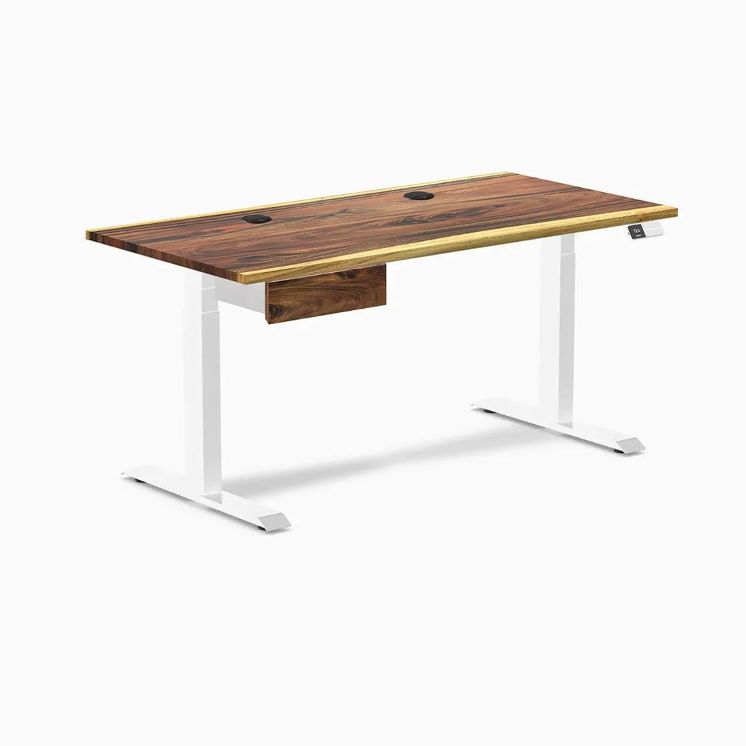 Desky Desky Dual Hardwood Standing Desk With Drawer Pheasantwood 60 x 30 inches White — product photo