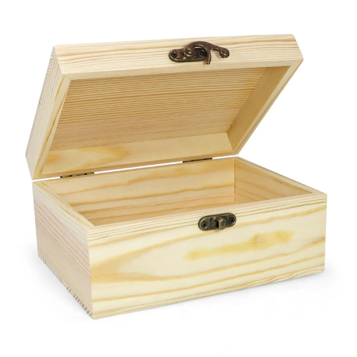  Unfinished Wooden Box with Hinged Lid 6.7"x5.1"x3.1 — product photo