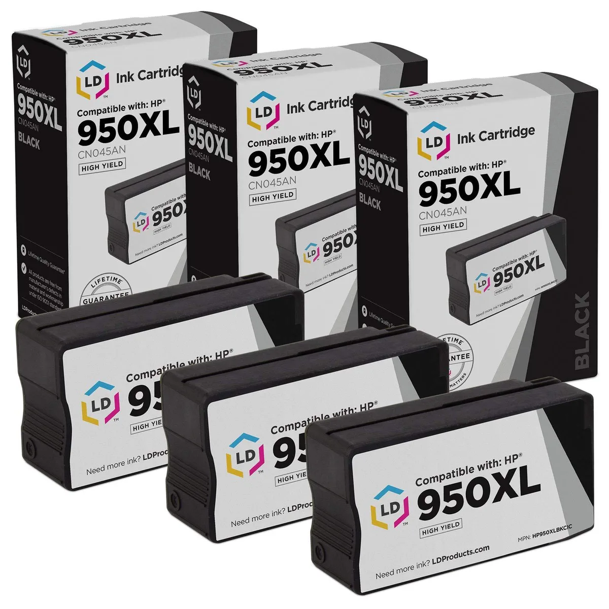 LD Products LD Products Compatible Ink Cartridge HP 950XL CN045AN Black 3-Pack — product photo