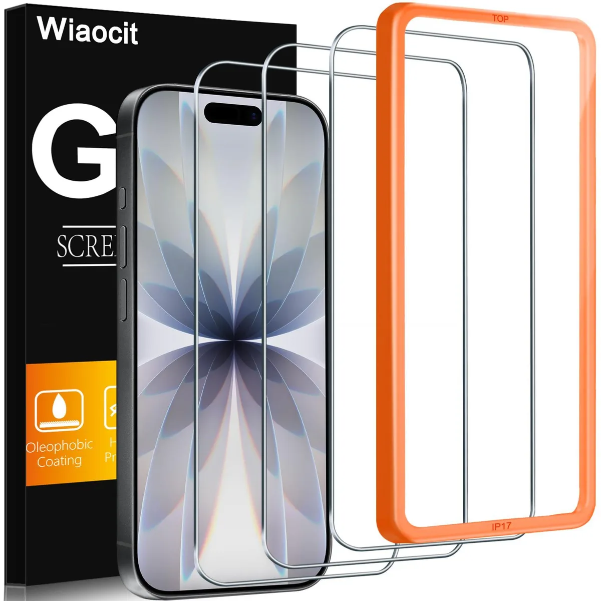  Wiaocit 3 Pack Tempered Glass Screen Protector iPhone 17 6.3 inch 9H Anti-Shatter cell phones - unlocked — product photo