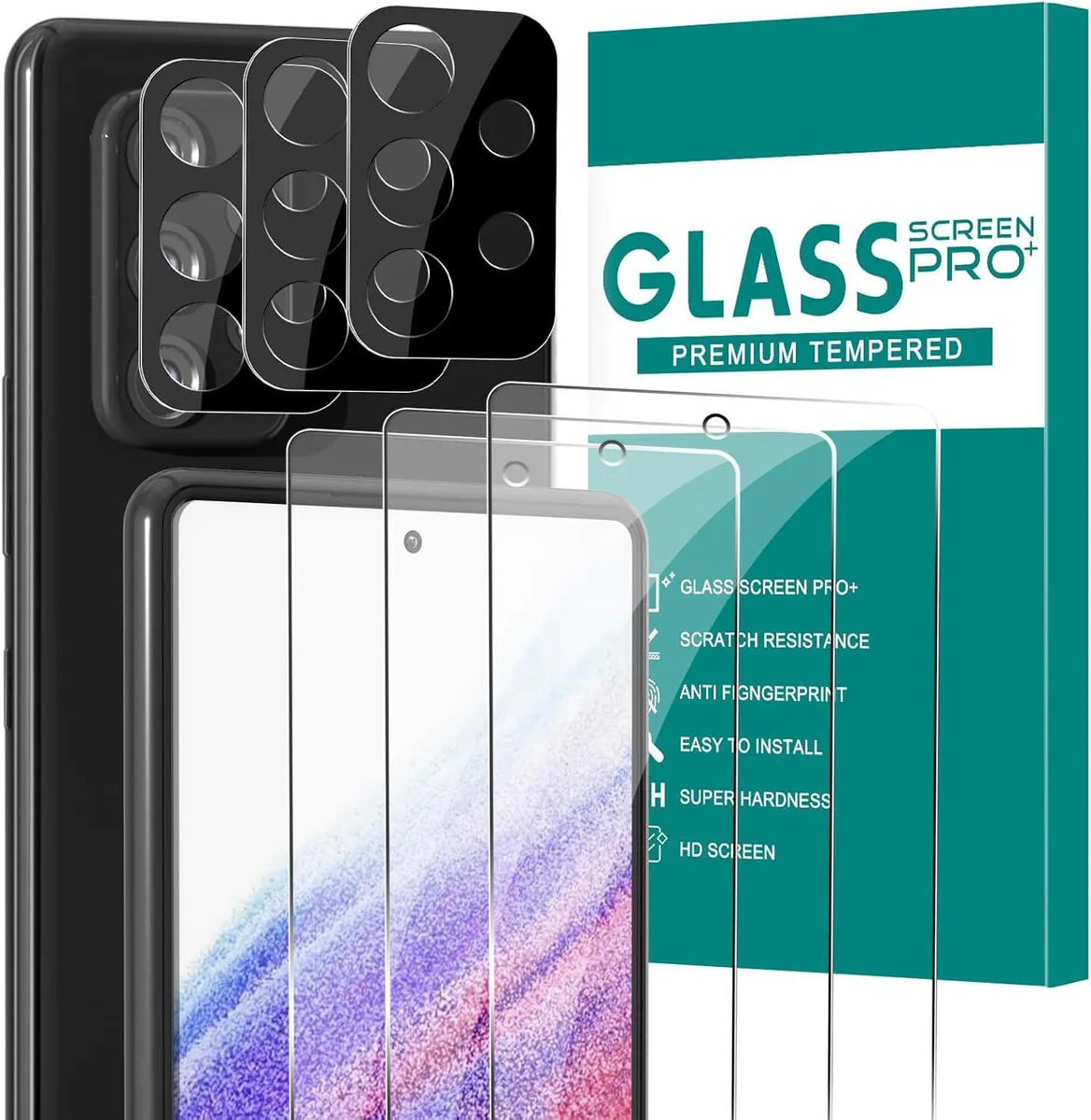 BONAEVER BONAEVER 3+3 Pack Glass Screen Protector for Samsung Galaxy A53 — product photo
