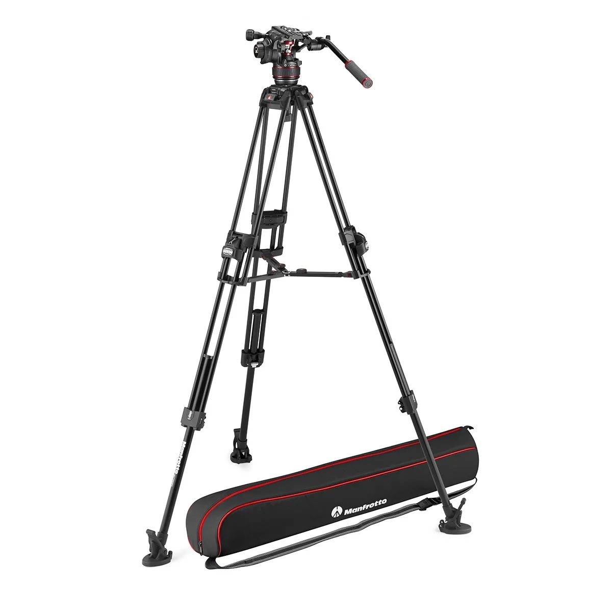 Manfrotto Manfrotto Nitrotech 608 Fluid Video Head 645 FAST Twin Leg Aluminum Tripod Mid-Level Spreader — product photo
