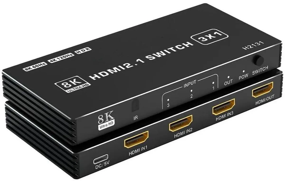 Vszerda Vszerda HDMI 2.1 Switch 3x1 8K 60Hz 4K 120Hz 48Gbps video switch — product photo