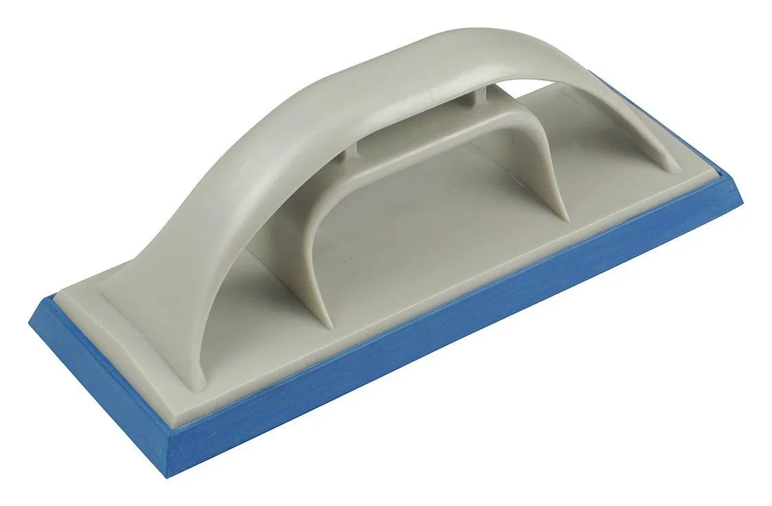 Rectangular rubber grout float 10in with squared corners and plastic handle