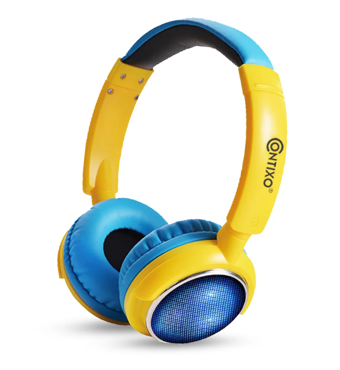 Contixo Contixo KB-300 Blue headphone 85dB limit Bluetooth 9hr battery 3.5mm AUX MicroSD FM LED — product photo