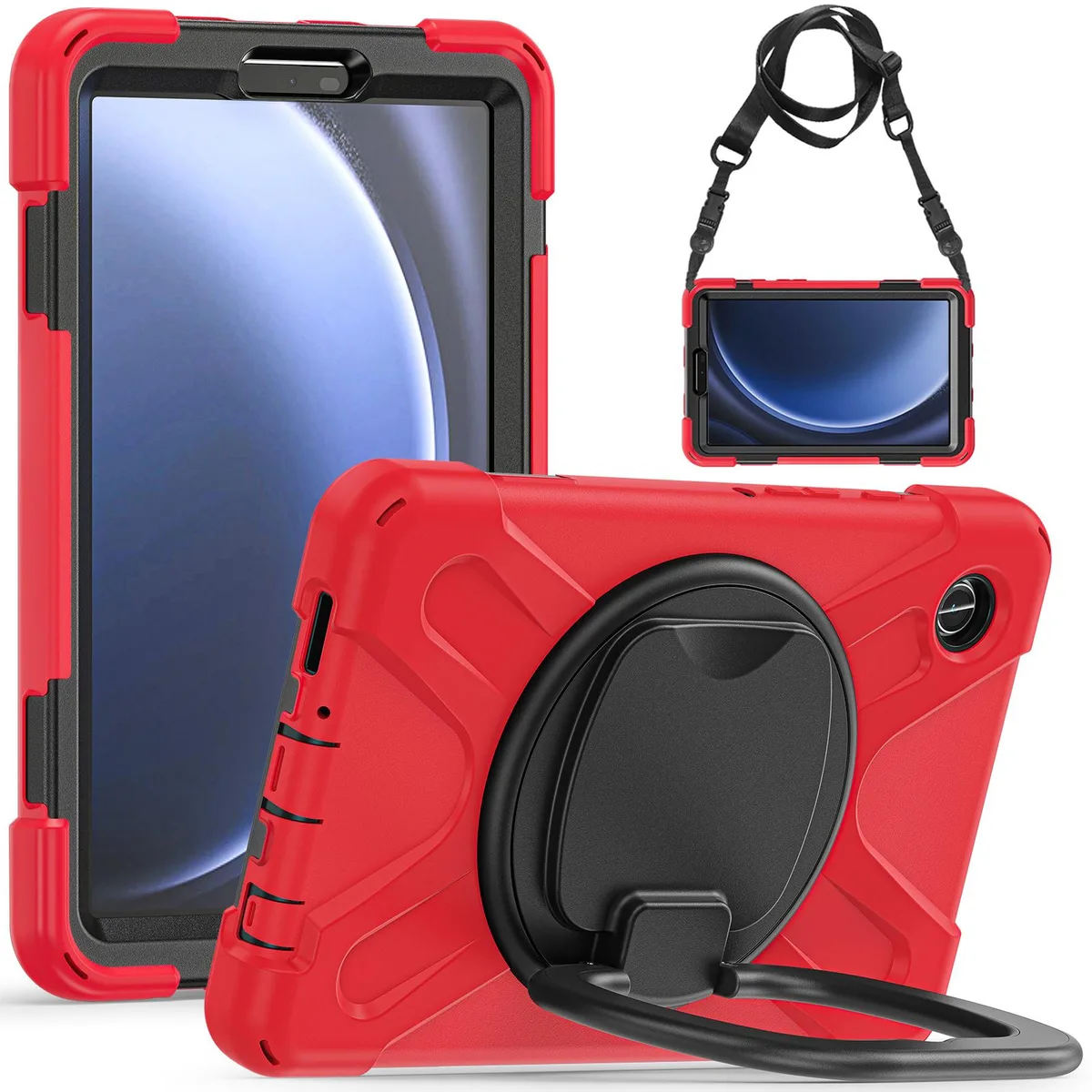 BONAEVER BONAEVER SM-X110/SM-X115/SM-X117 rugged military grade rotatable shoulder pencil laptop case 8.7 inch 2023 Red — product photo