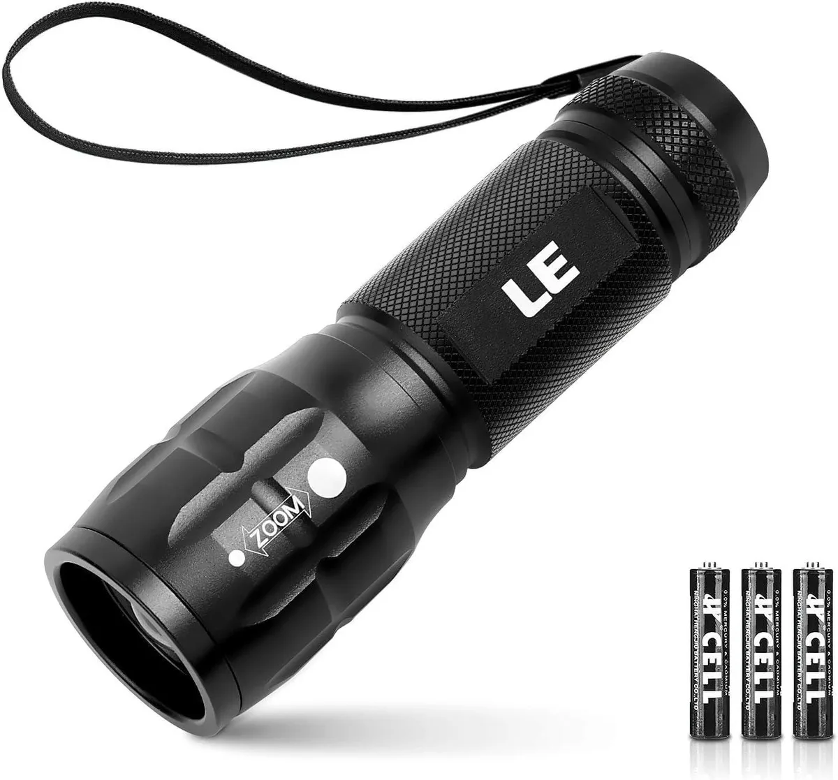 Compact aluminium flashlight 4.2 in long 1.2 in diameter 128 g with zoom head