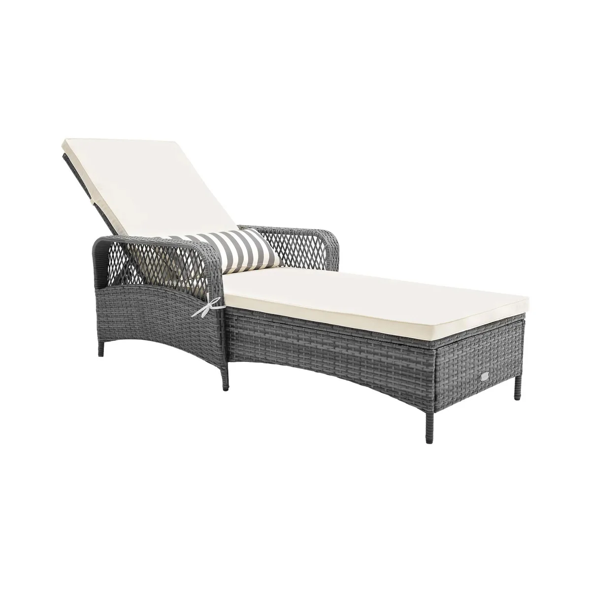 SlickBlue SlickBlue Outdoor Chaise Lounge Chair Recliner Grey 6-Level Backrest Cushion Pillow — product photo