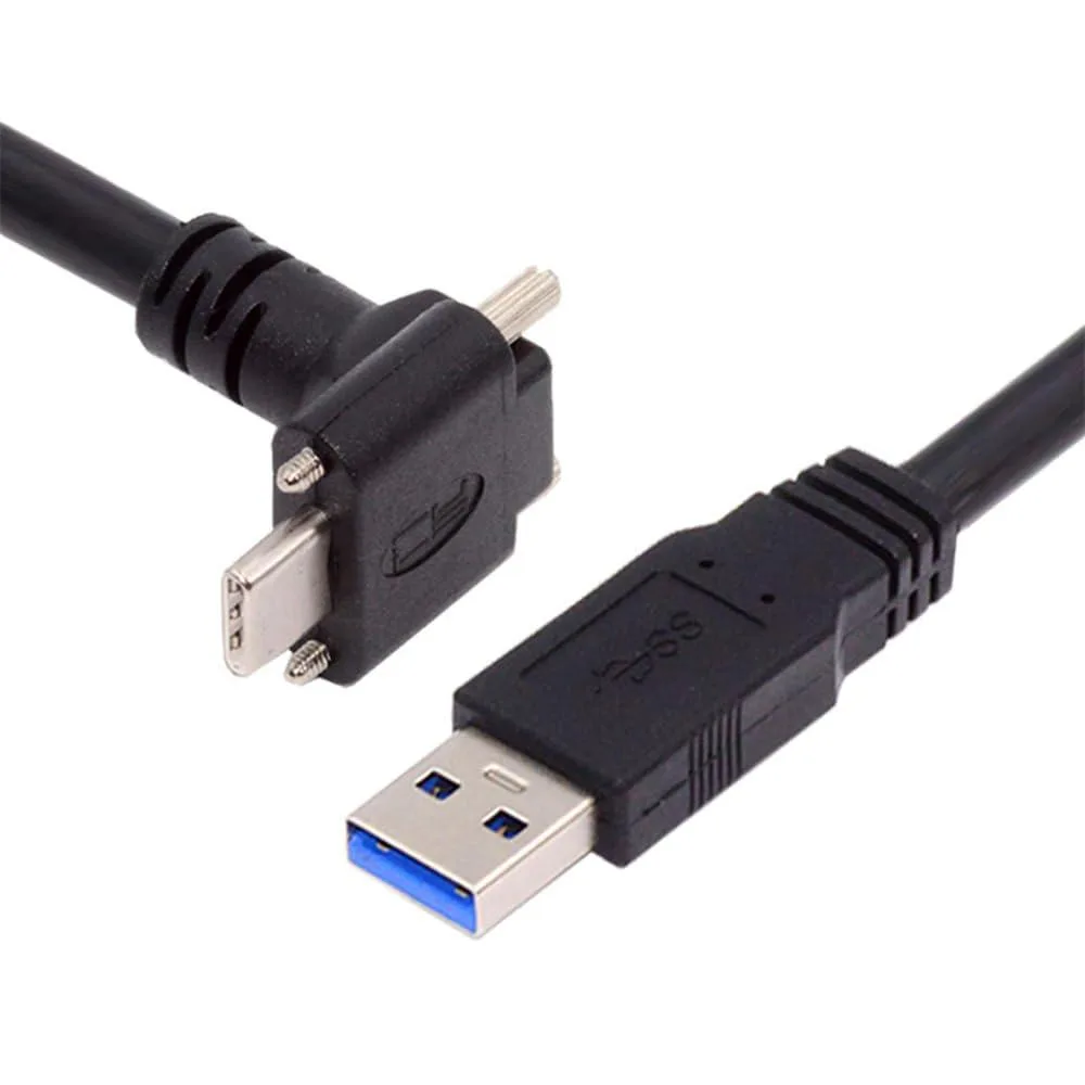 BUCIER BUCIER USB 3.1 Type-C Dual Screw Locking to USB 3.0 90° Angled Cable 2.0M — product photo