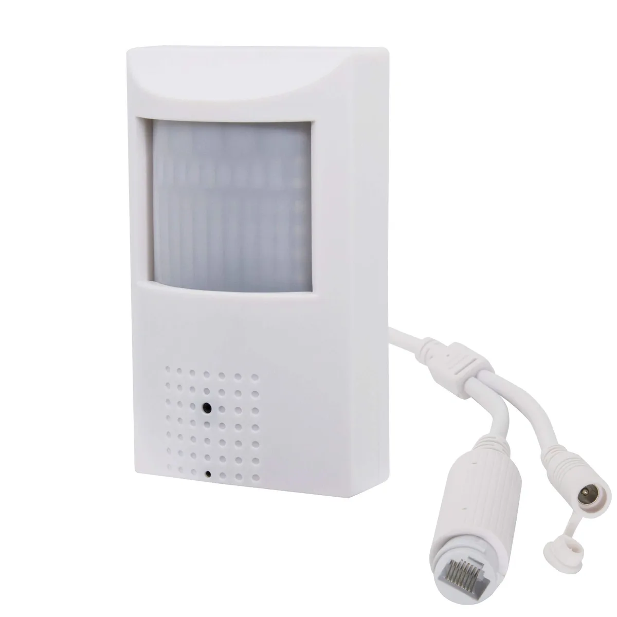 White PIR-style housing with a small pinhole lens, indoor covert IP camera