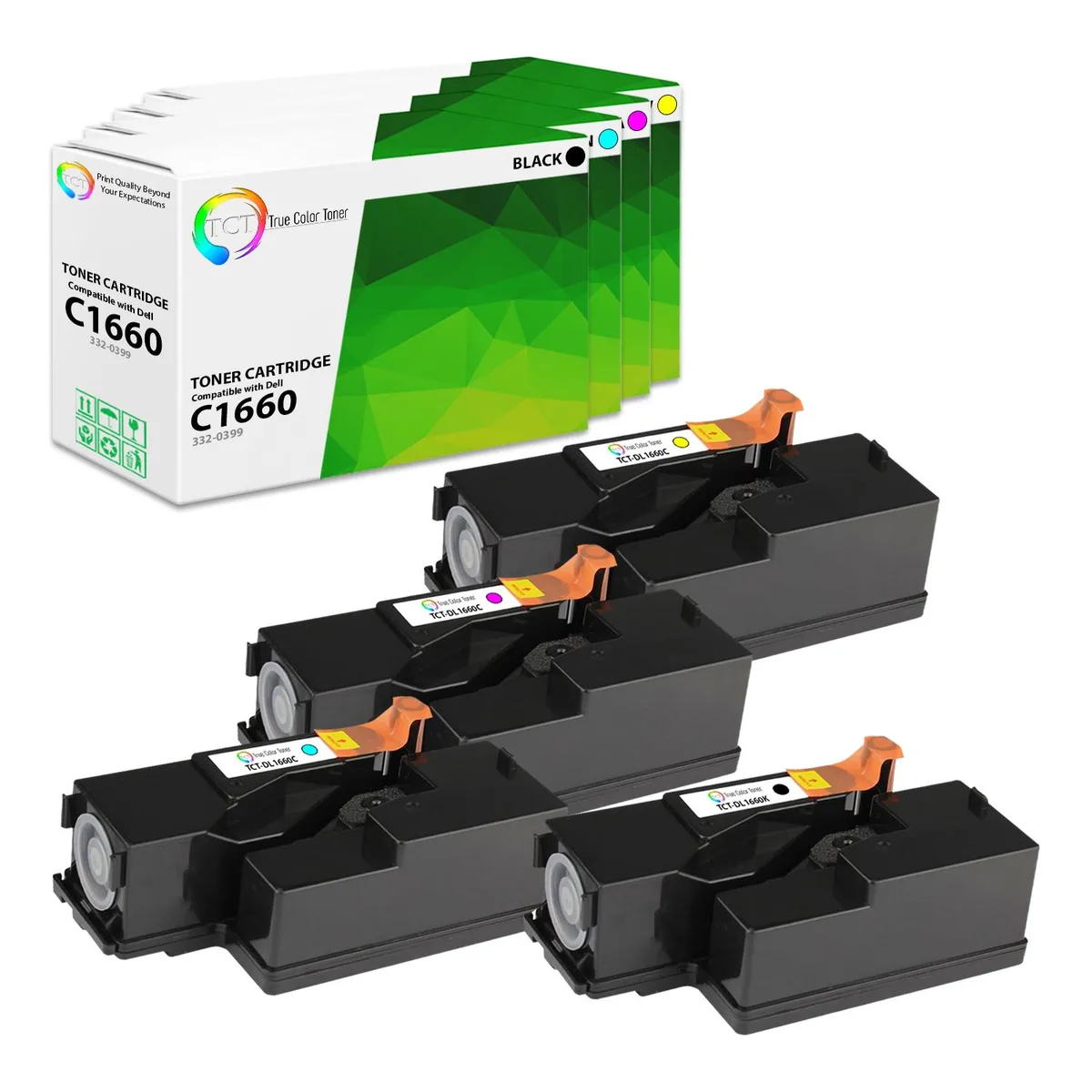 True Color Toner True Color Toner 1660 4-Pack Toner Cartridges 332-0399 332-0400 332-0401 332-0402 — product photo