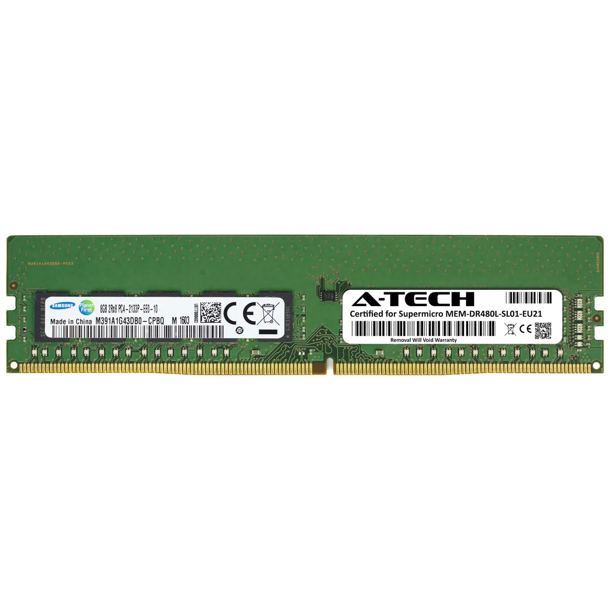 A-Tech A-Tech Supermicro Certified MEM-DR480L-SL01-EU21 8GB DDR4 2133MHz ECC UDIMM server RAM — product photo