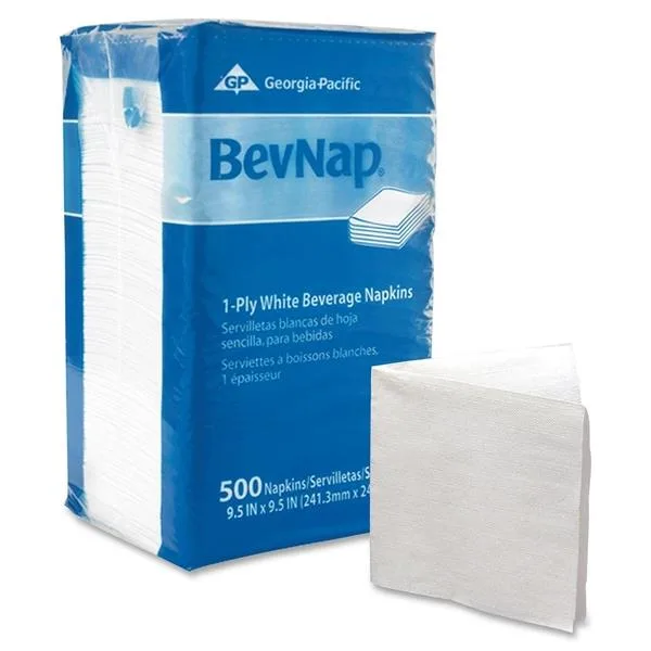 Georgia Pacific Georgia Pacific 96019 BevNap Beverage Napkins 500 count 9.5" White — toote foto